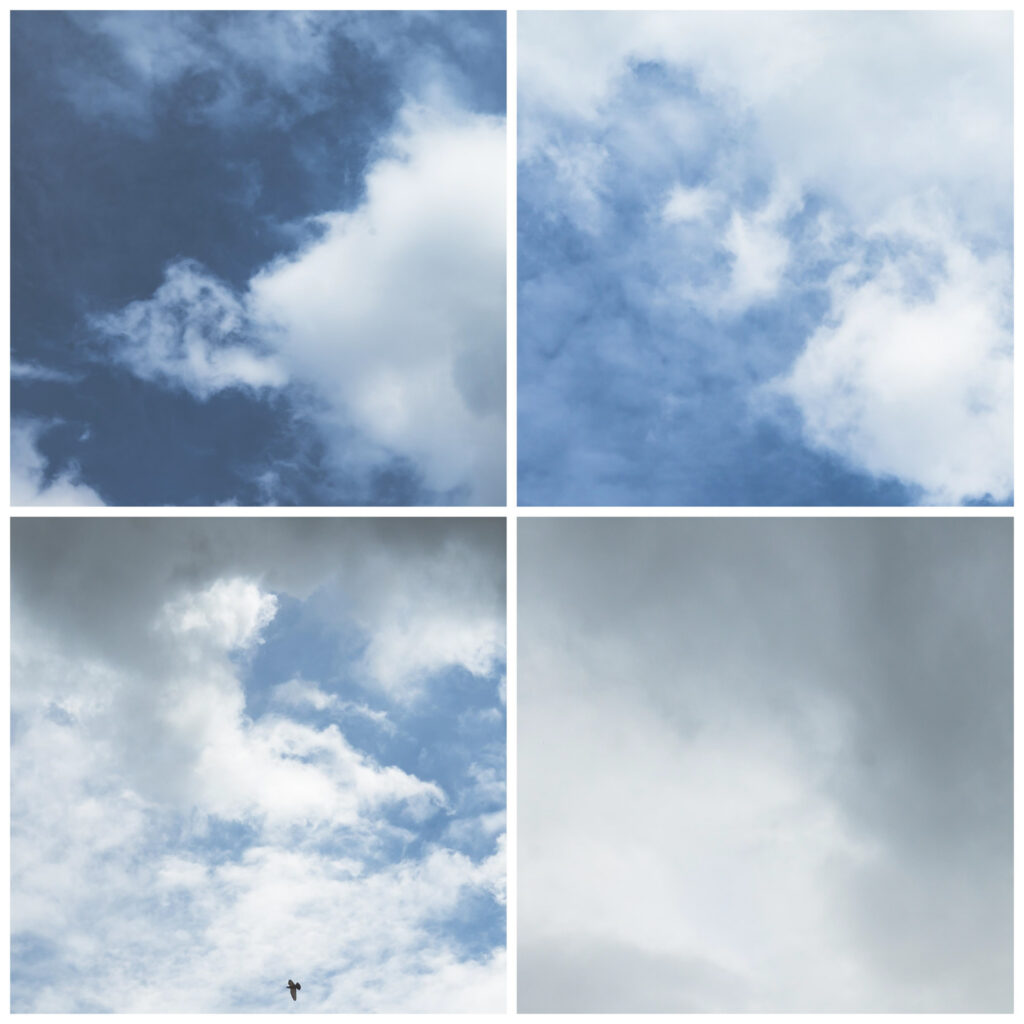 Quadriptyque : ciels d'été nuageux